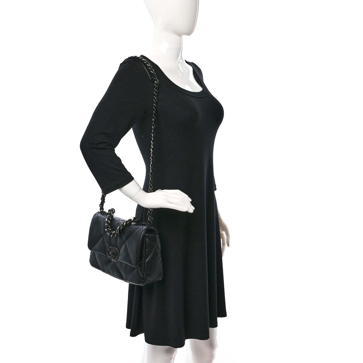 Chanel Lambskin Quilted Medium Chanel 19 Flap So Black 2 of 11