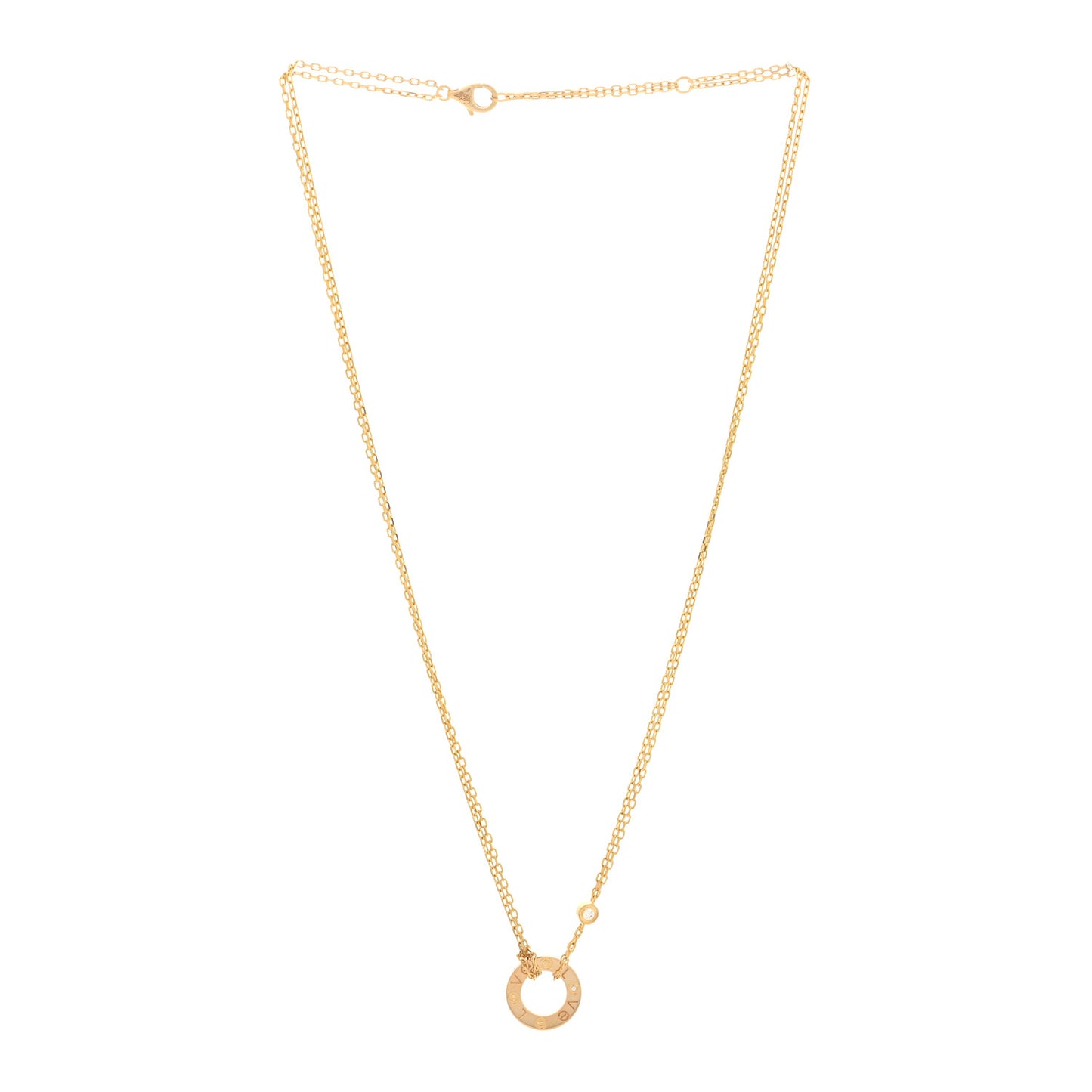 18K Yellow Gold 2 Diamond LOVE Necklace