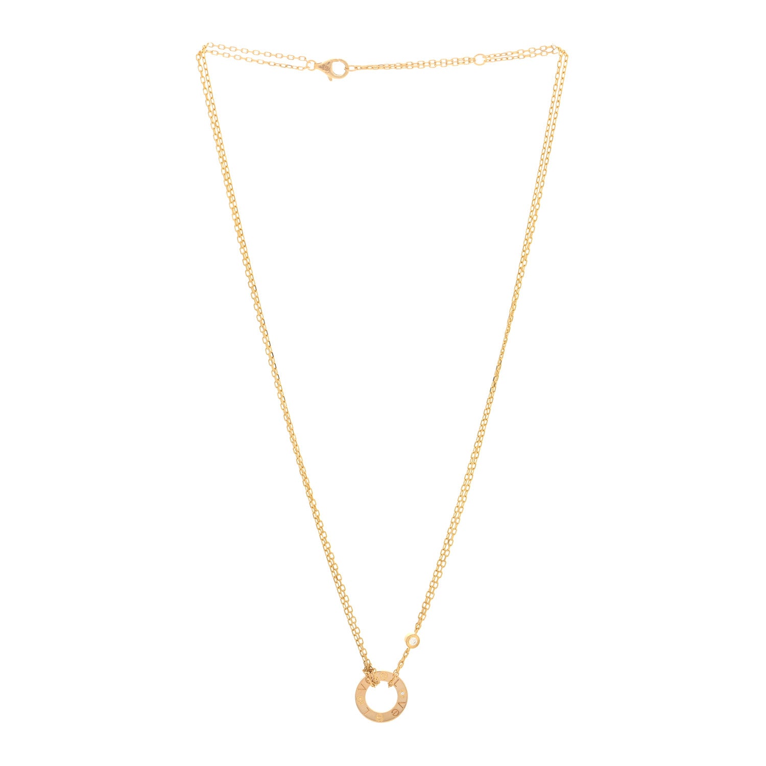 Cartier 18K Yellow Gold 2 Diamond LOVE Necklace 3 of 4