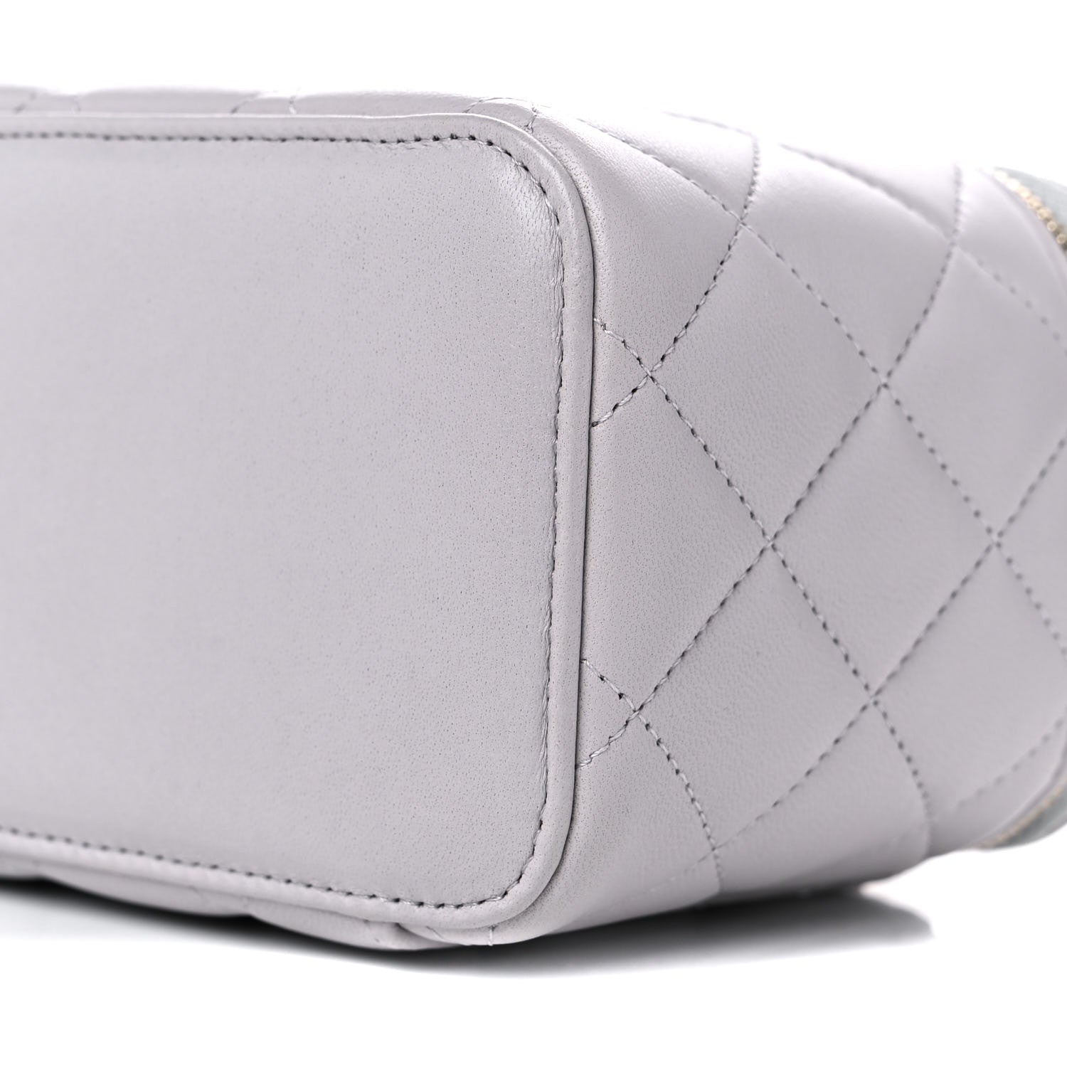 Chanel Lambskin Quilted Small Top Handle Vanity Case With Chain Grey 6 of 10