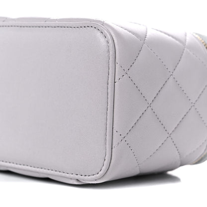 Chanel Lambskin Quilted Small Top Handle Vanity Case With Chain Grey 6 of 10