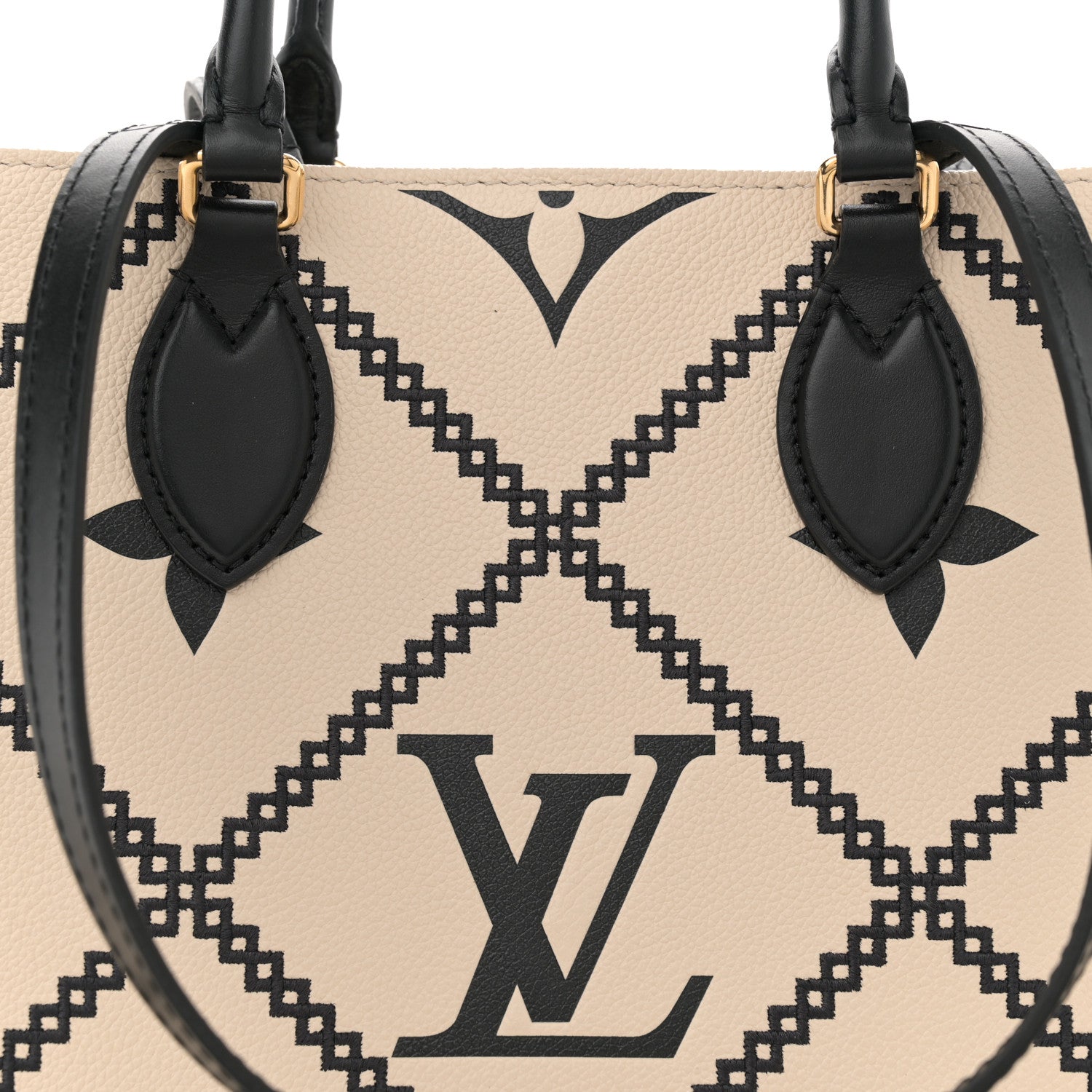 Louis Vuitton Empreinte Monogram Giant Broderies Onthego MM Cream Black 7 of 12