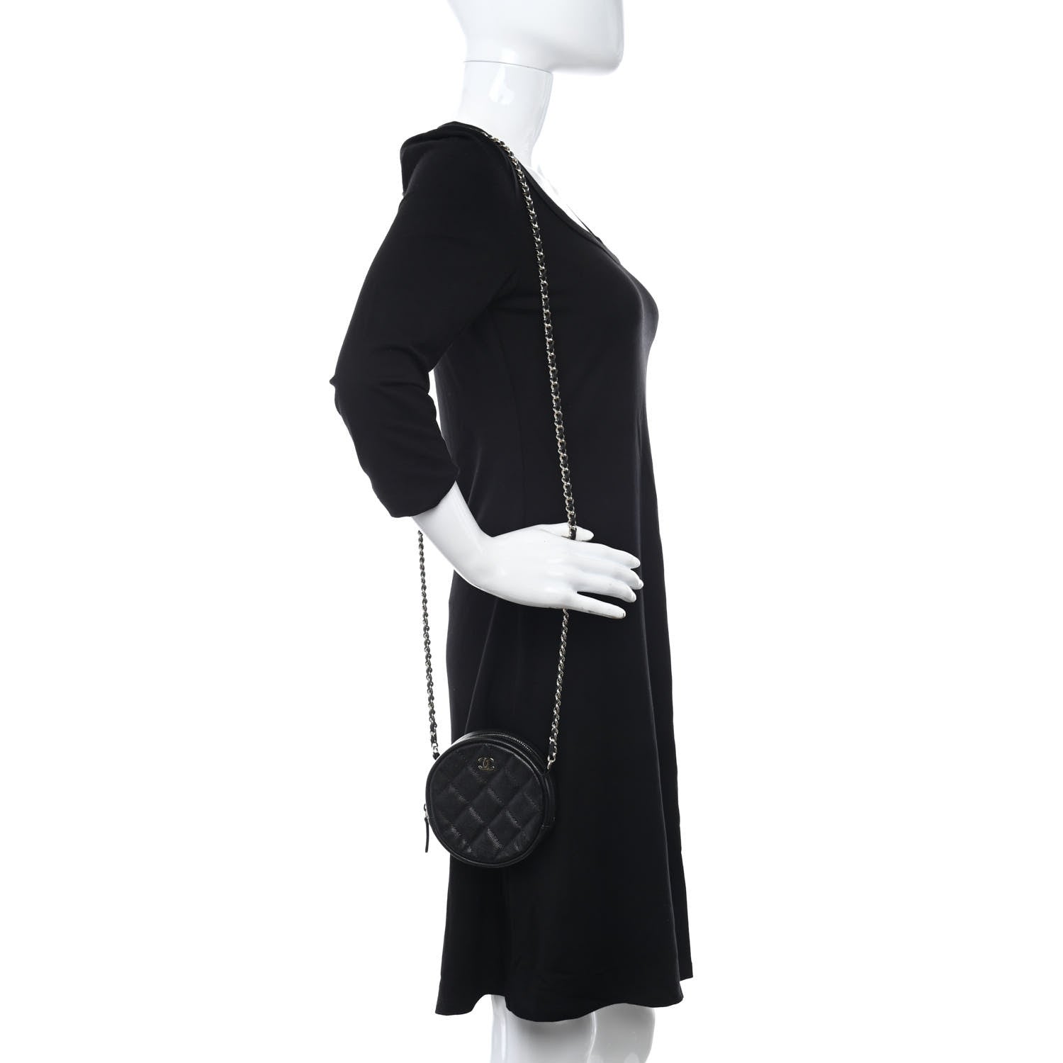 Chanel Caviar Quilted Round Clutch With Chain Black 2 of 12