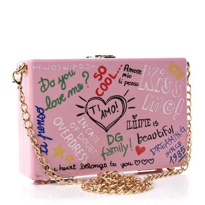 Dolce & Gabbana Acrylic Graffiti Printed Box Crossbody Bag Pink 3 of 15