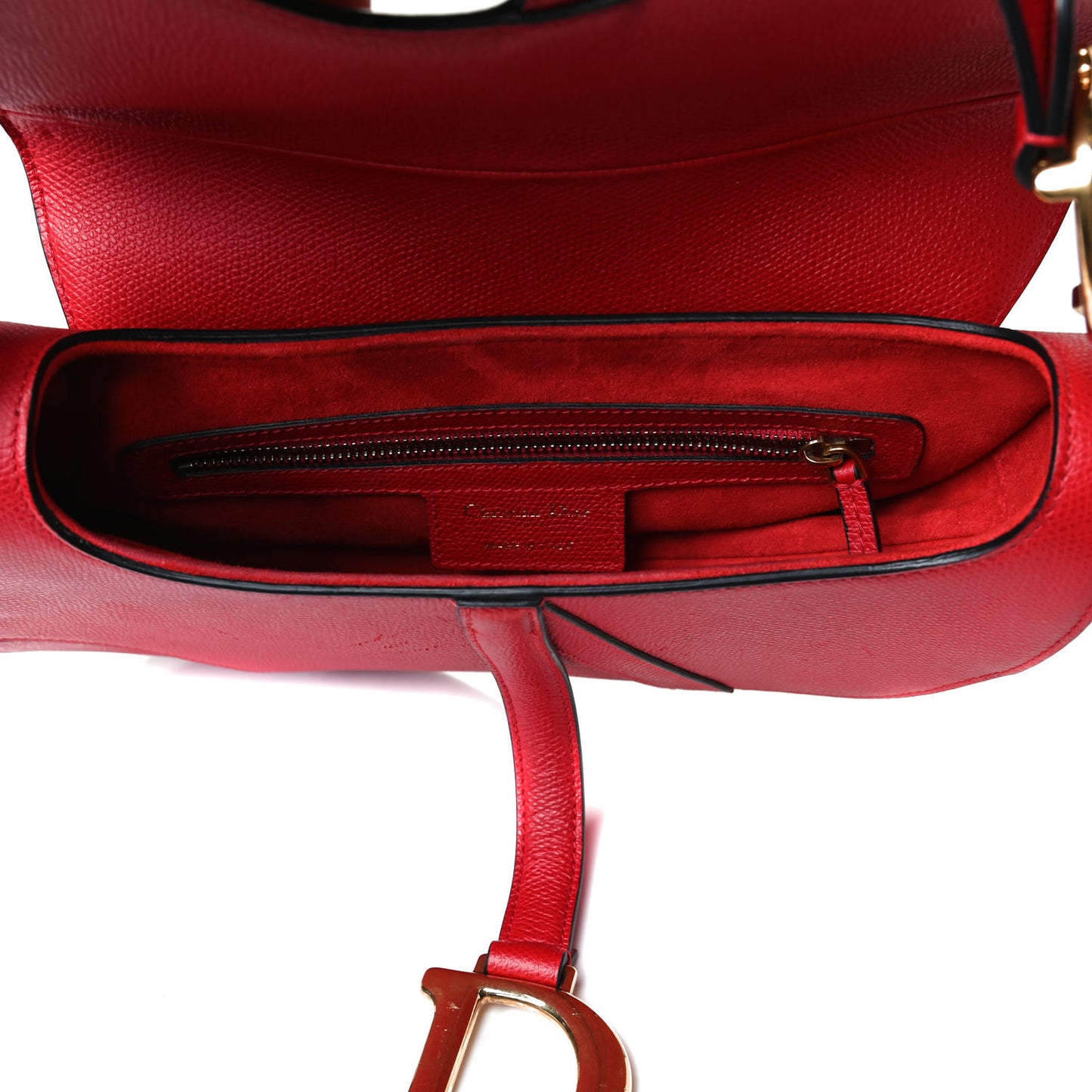 Grained Calfskin Saddle Bag Red