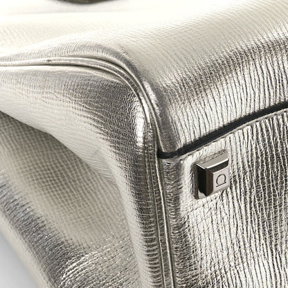 Salvatore Ferragamo Metallic Hammered Calfskin Studio Top Handle Bag Silver 10 of 12