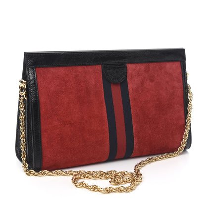 Gucci Suede Patent Web Medium Ophidia Chain Shoulder Bag Hibiscus Red Black 2 of 9