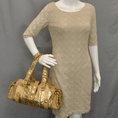 Chloe Metallic Python Silverado Shoulder Bag Gold 2 of 9
