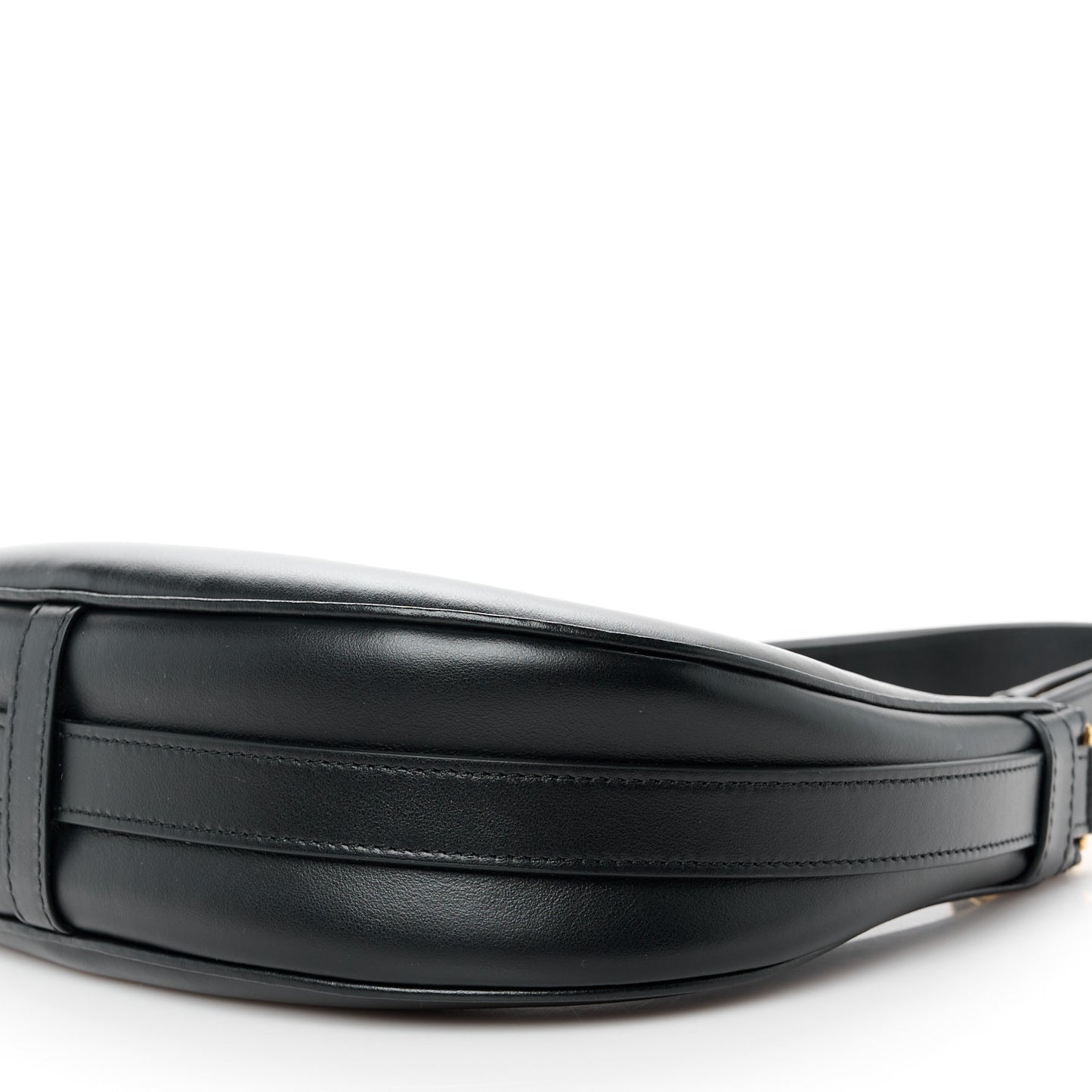 Smooth Calfskin Medium Strap Ava Shoulder Bag Black