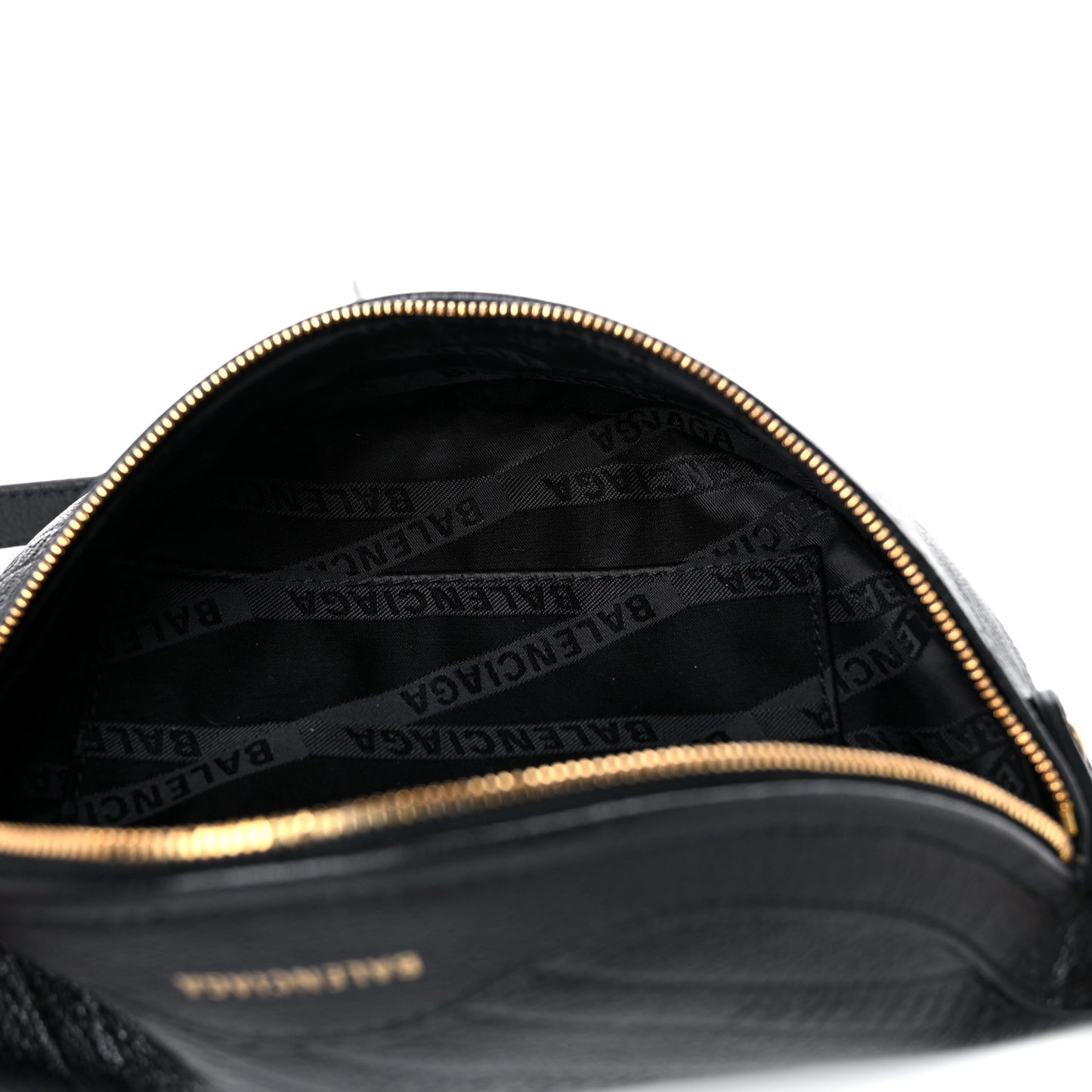 Shiny Goatskin Allover Logo Embossed XXS Souvenir Belt Bag Black