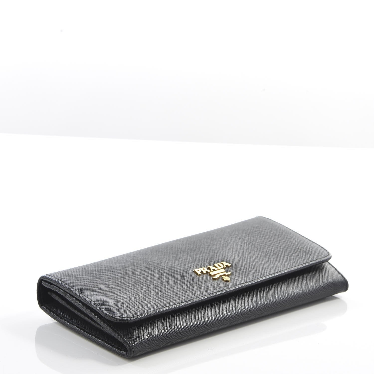 Prada Saffiano Metal Continental Flap Wallet Black 3 of 7