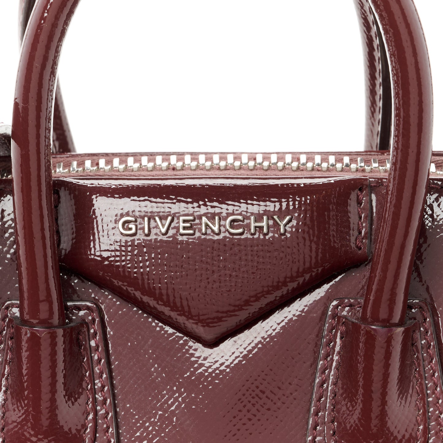 Textured Patent Calfskin Mini Antigona Aubergine