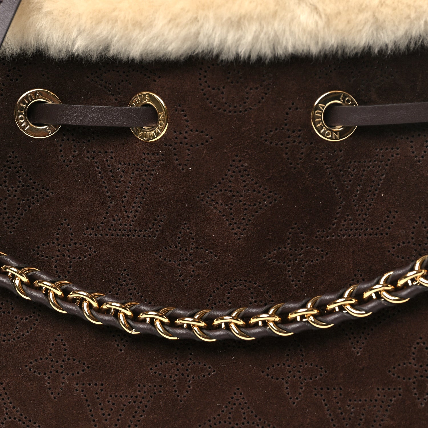 Louis Vuitton Suede Mahina Shearling Cozygram Bella Chocolate 8 of 10
