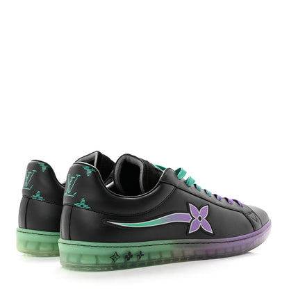 Louis Vuitton Calfskin Luxembourg Samothrace Sneakers 9 Black Purple Green 4 of 8