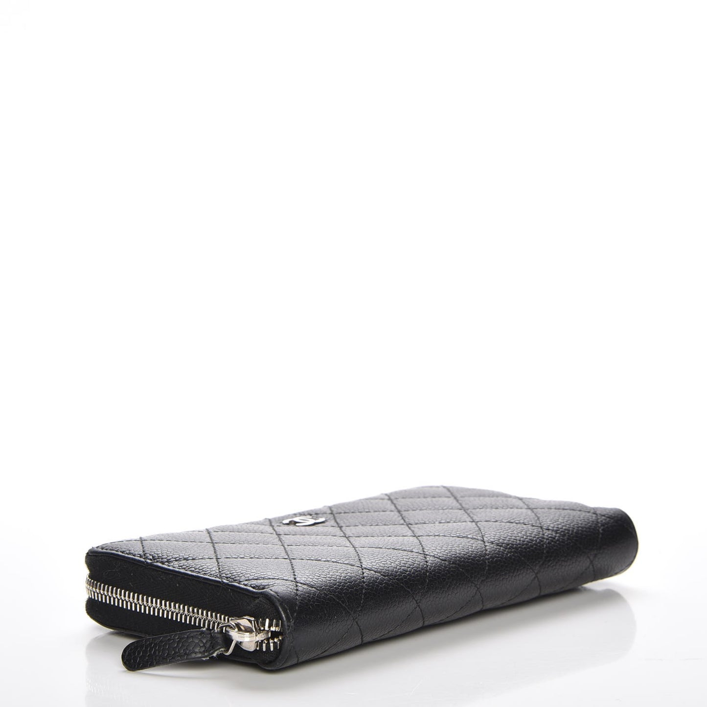Caviar Quilted Large Gusset Zip Around Wallet Black