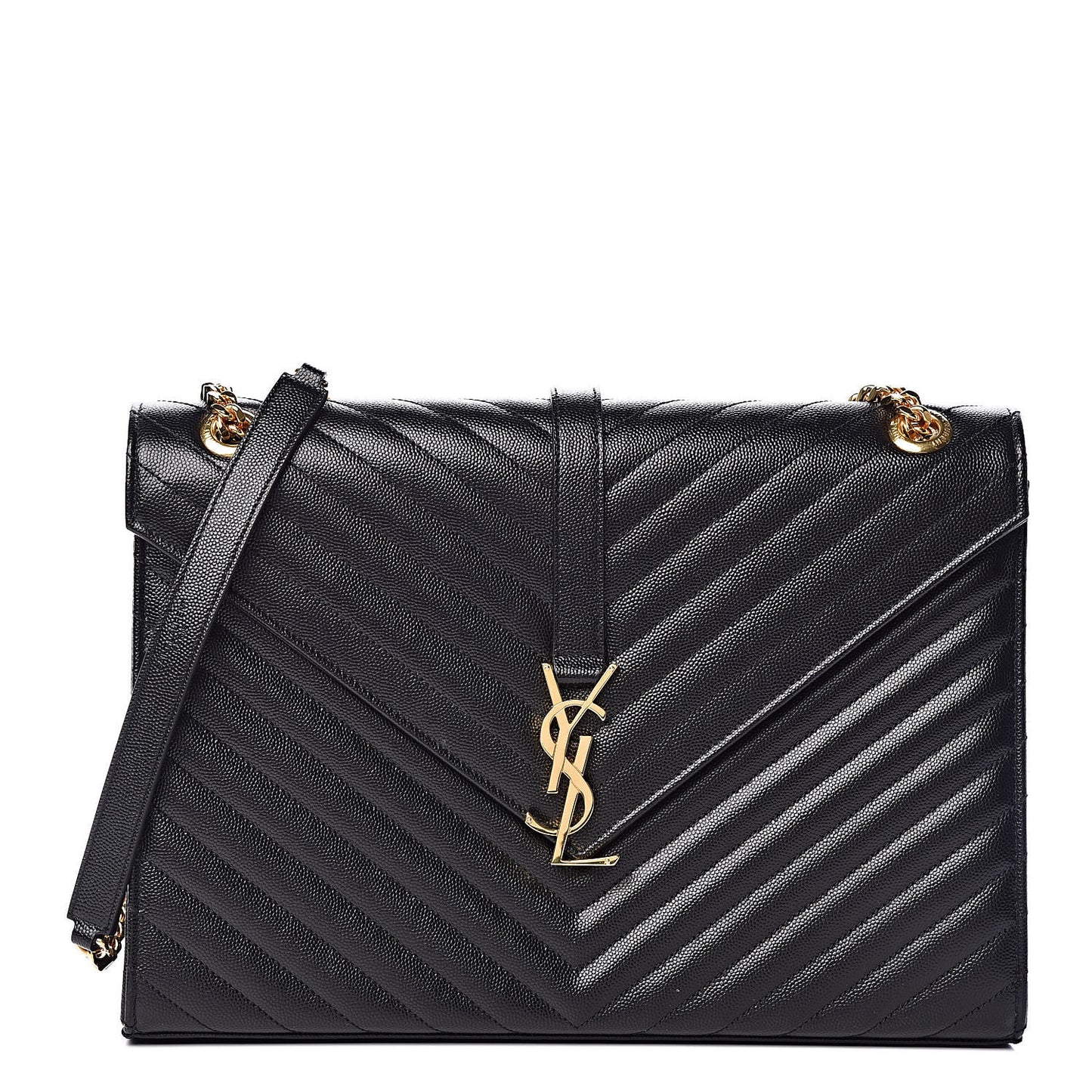 Grain De Poudre Matelasse Chevron Large Monogram Satchel Black