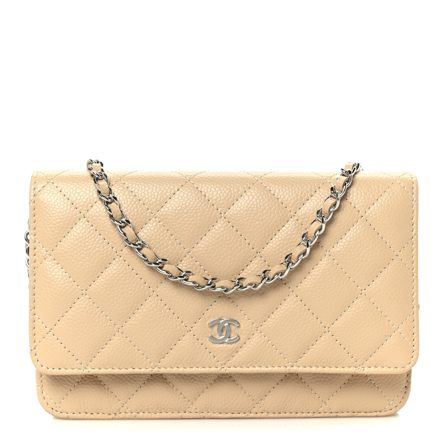 Chanel Caviar Quilted Wallet on Chain WOC Beige 1 of 12