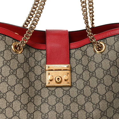 Gucci GG Supreme Monogram Medium Padlock Tote Hibiscus Red 8 of 10