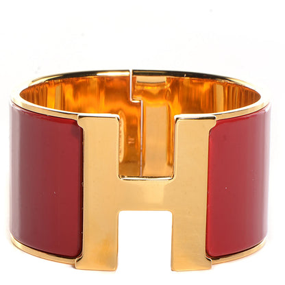 Hermes Enamel Clic H Extra Wide Bracelet PM Red 1 of 7
