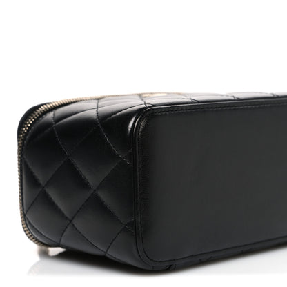Chanel Lambskin Quilted Small Top Handle Vanity Case With Chain Black 9 of 10