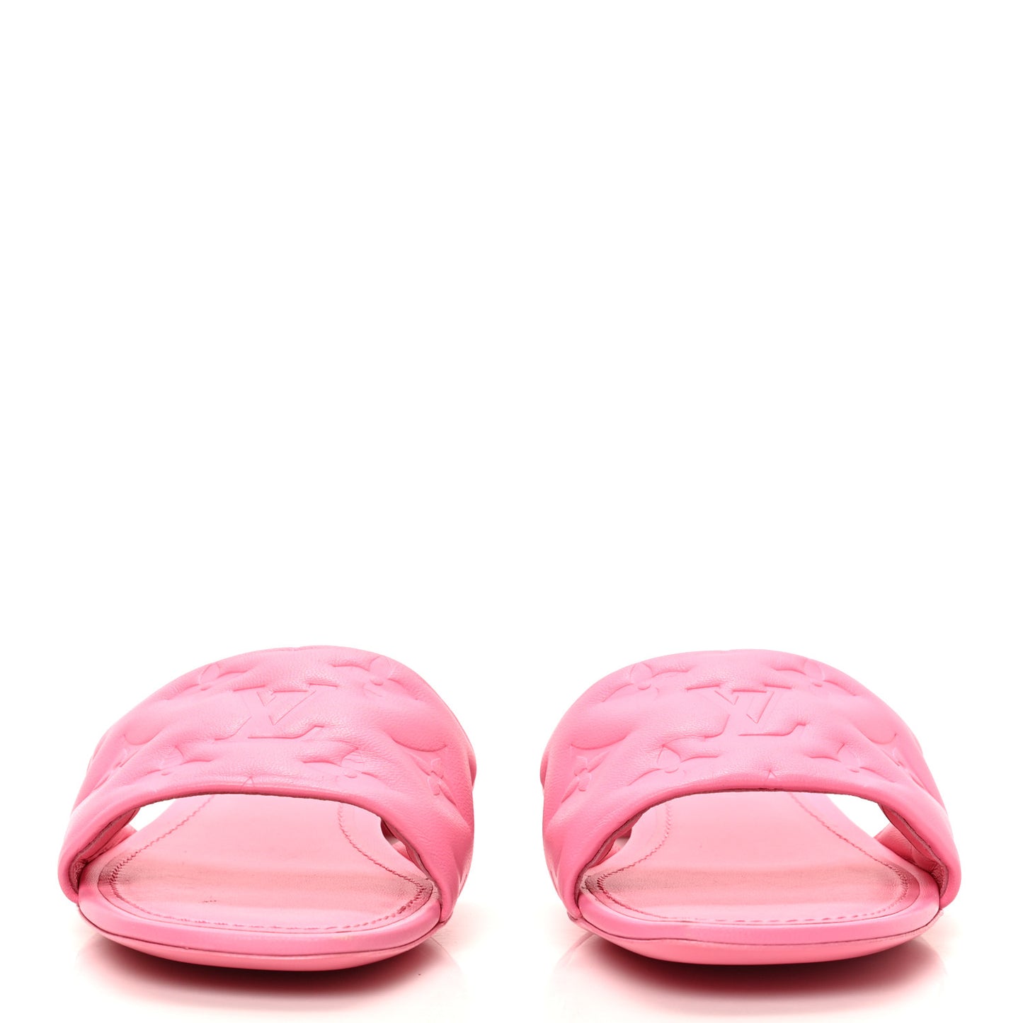 Lambskin Embossed Monogram Revival Flat Mules 36 Rose Pop
