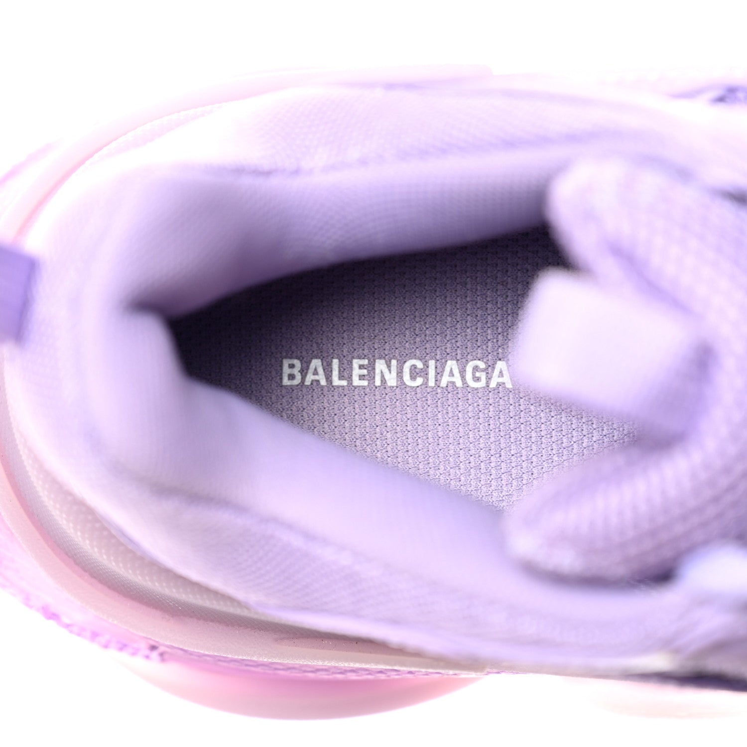 Balenciaga Fabric Mesh Clear Sole Womens Triple S Sneakers 38 Light Lilac White 7 of 9