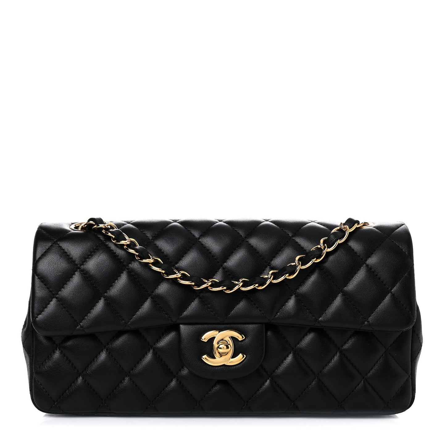 Lambskin Quilted East West Flap Black