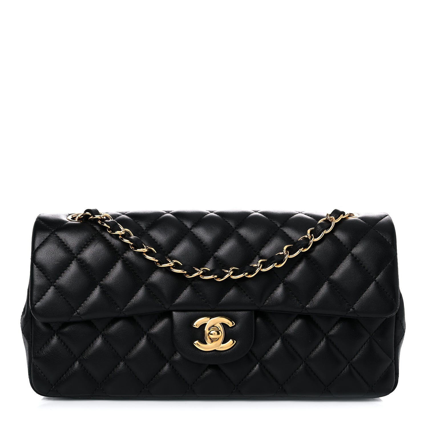Chanel Lambskin Quilted East West Flap Black 1 of 14