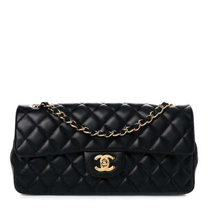 Chanel Lambskin Quilted East West Flap Black 1 of 14