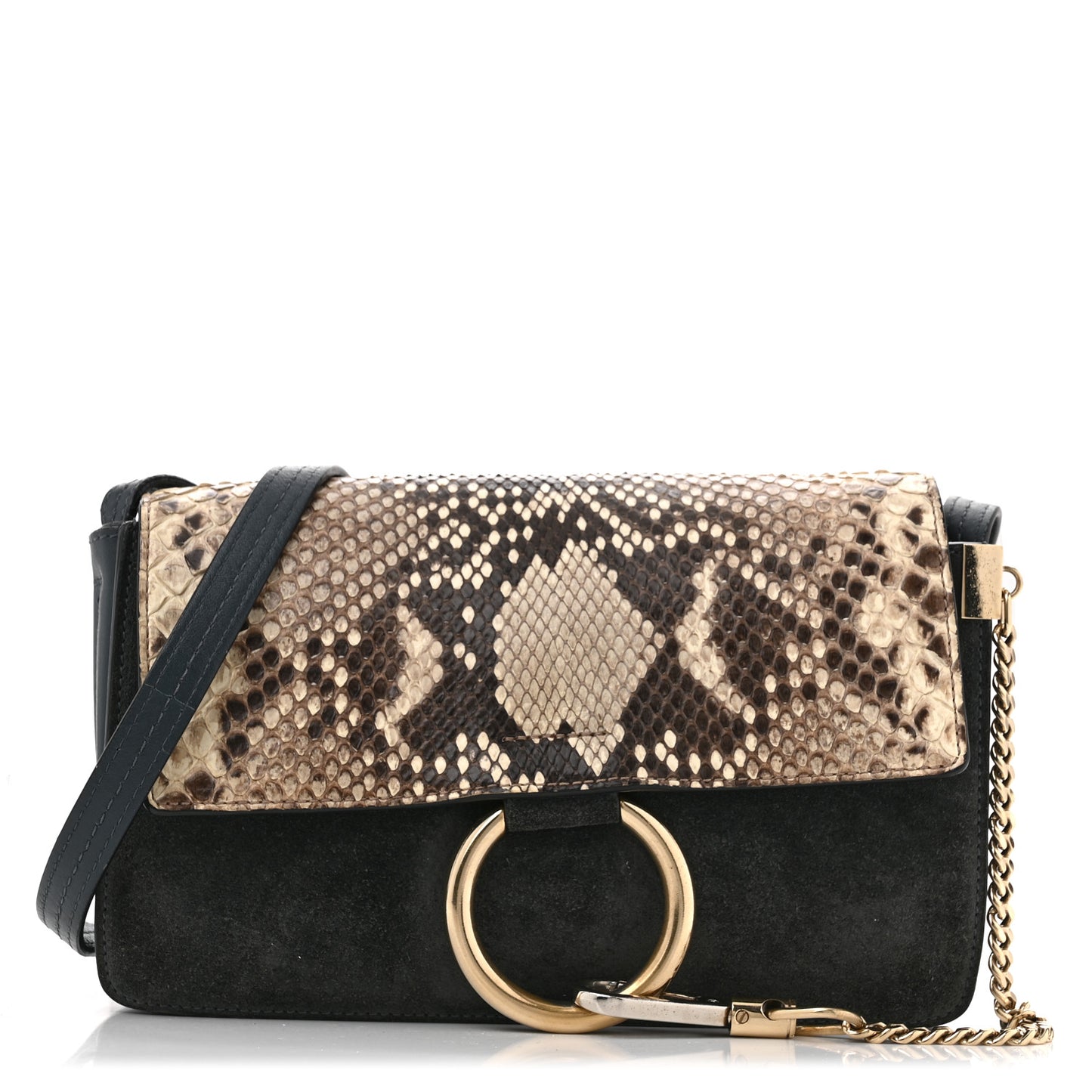 Snakeskin Calfskin Small Faye Shoulder Bag Blue