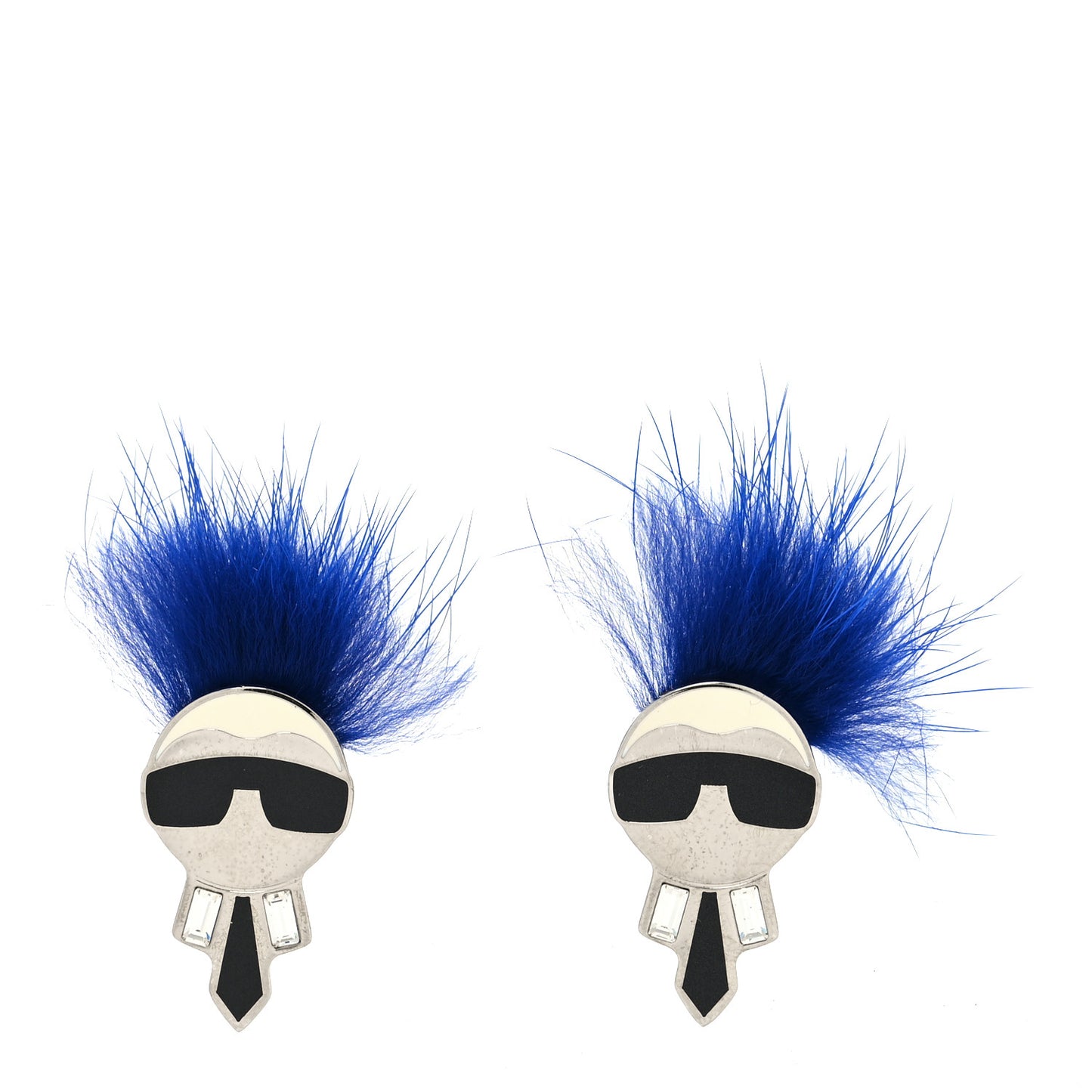 Metal Fox Fur Karlito Cufflinks Silver Blue