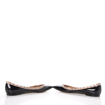Valentino Garavani Patent Rockstud Ballerina Flats 39 Black Poudre 5 of 10
