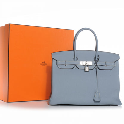 Hermes Togo Birkin 35 Bleu Lin 6 of 12