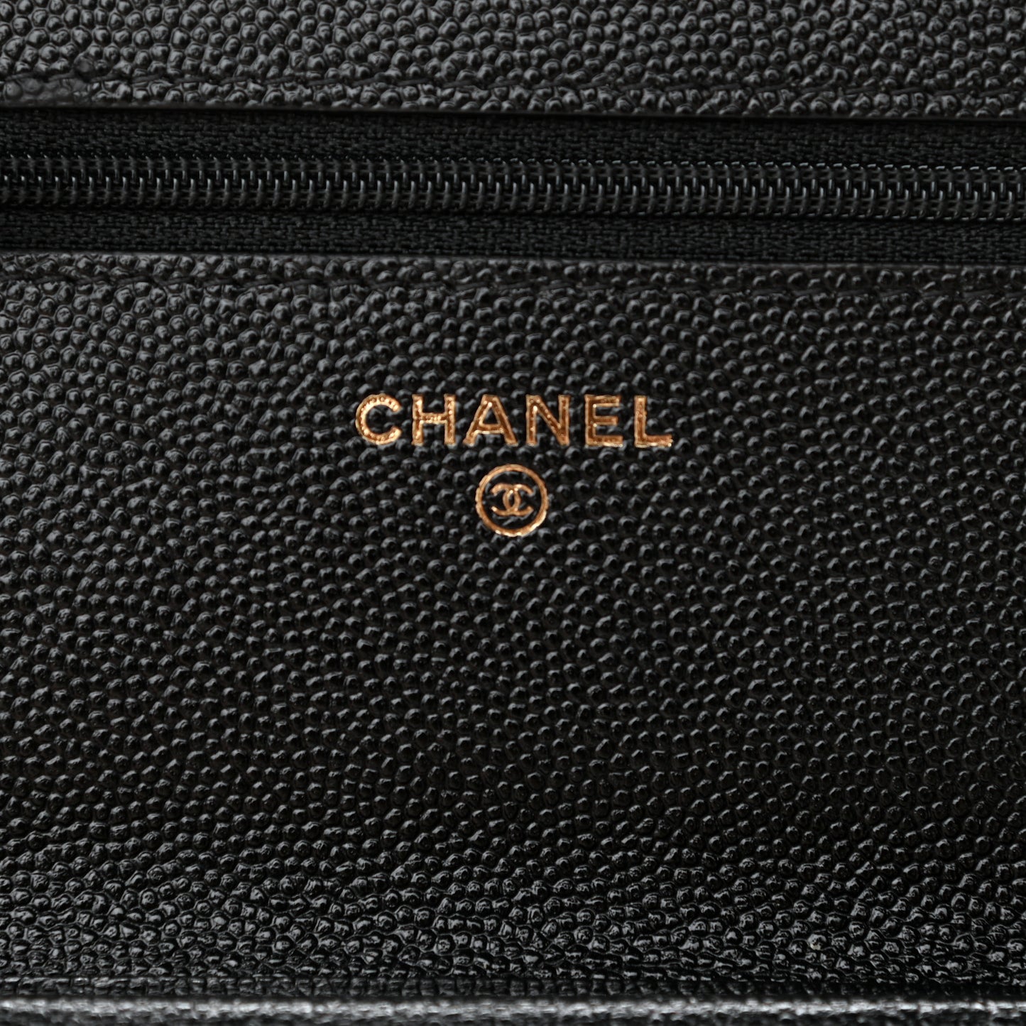 Caviar Quilted Golden Class Wallet On Chain WOC Black
