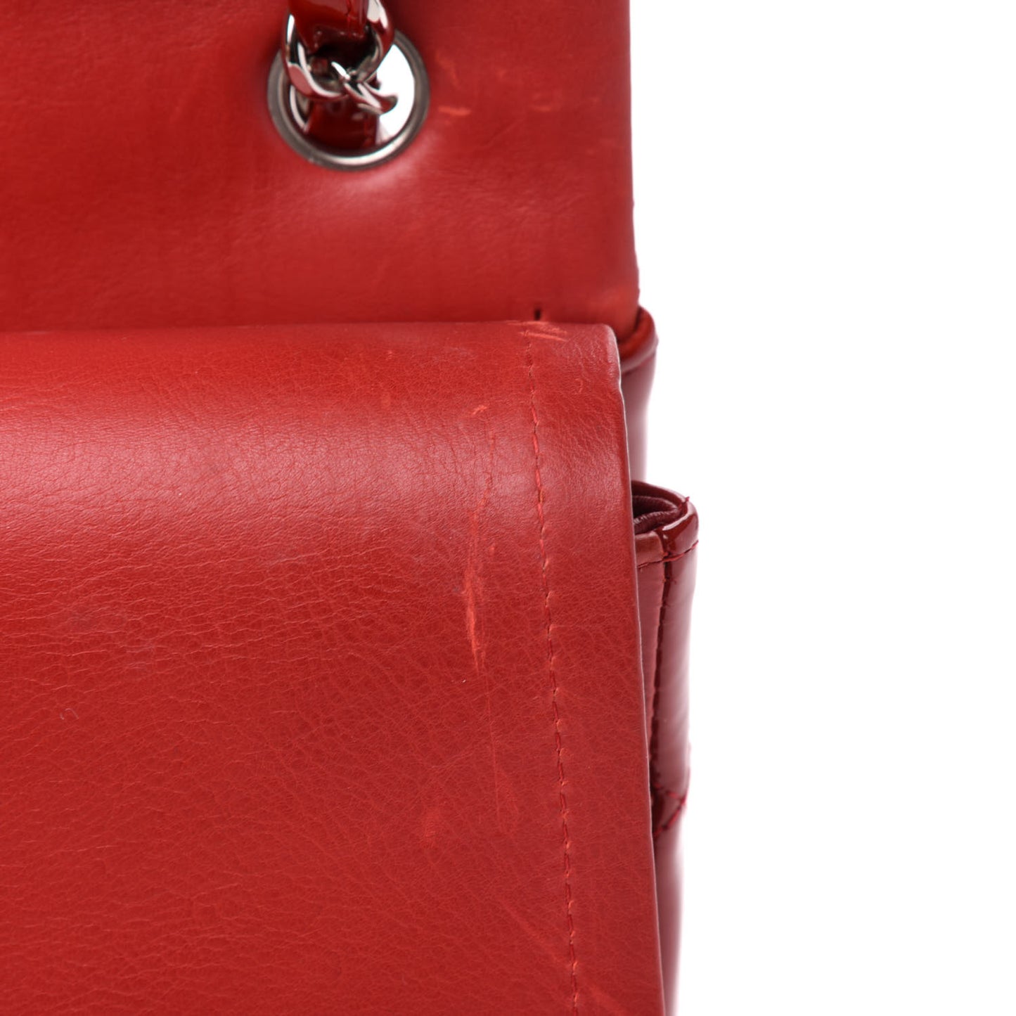 Patent Quilted Jumbo Double Flap Red