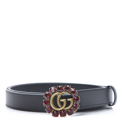 Gucci Calfskin Crystal Double G 30mm Belt 85 34 Black 1 of 5