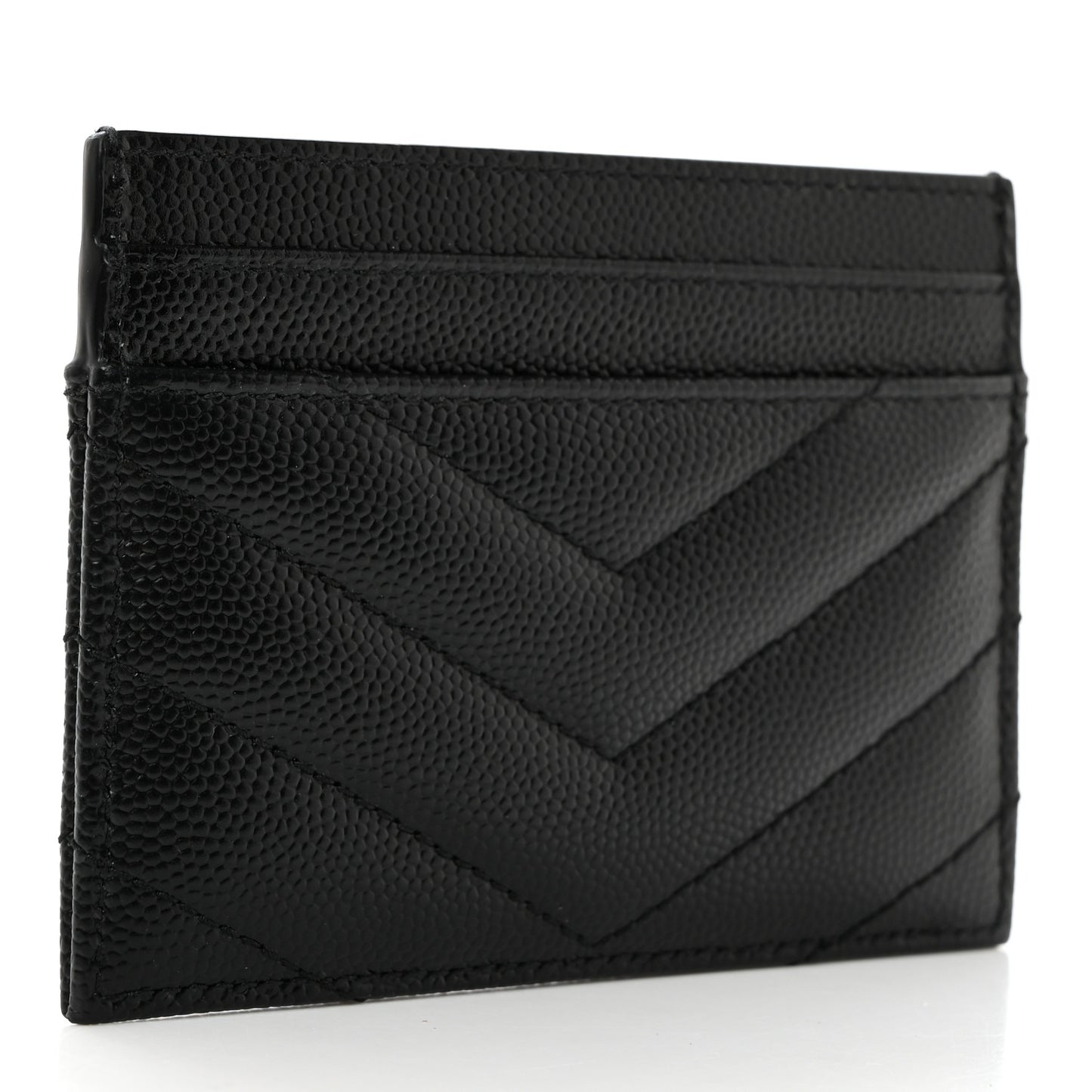 Grain De Poudre Matelasse Chevron Monogram Credit Card Case Black