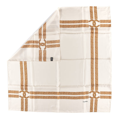 Chanel Silk CC Chain Square Scarf White Gold 2 of 4
