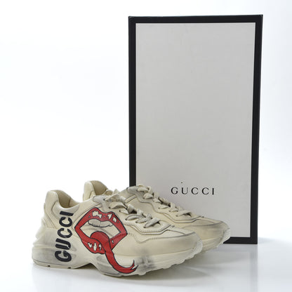 Gucci Calfskin Mouth Print Womens Rhyton Sneakers 36.5 Ivory 10 of 10