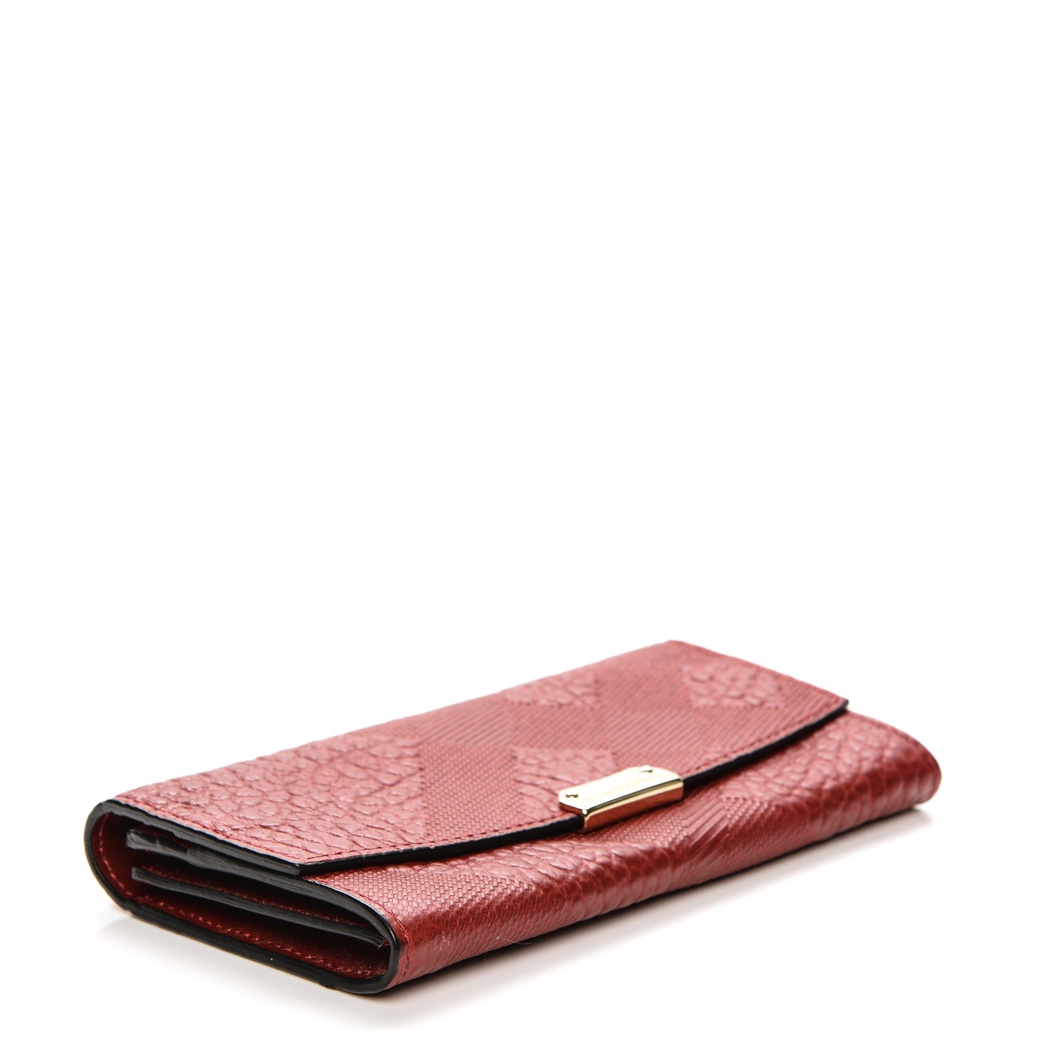 Burberry Signature Grain Calfskin Check Embossed Continental Wallet Red 4 of 7