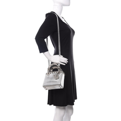 Christian Dior Metallic Lizard Mini Lady Dior Silver 2 of 9