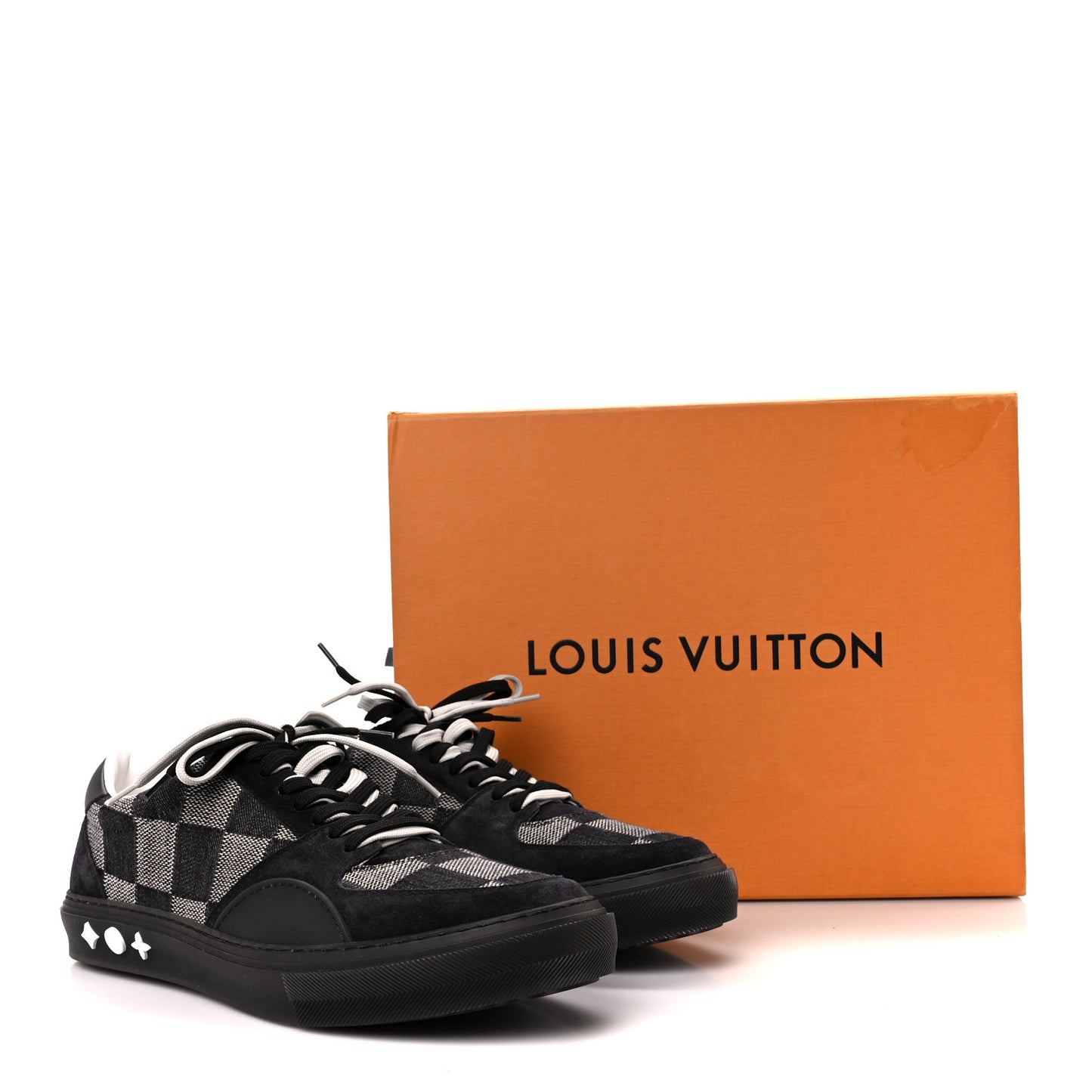 Damier Distorted Mens LV Ollie Sneakers 10.5 Black