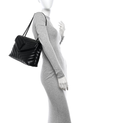 Saint Laurent Calfskin Y Quilted Monogram Monochrome Medium Loulou Chain Satchel Black 2 of 12