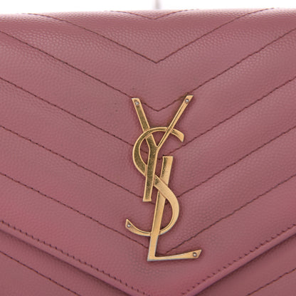 Saint Laurent Grain De Poudre Matelasse Chevron Monogram Chain Wallet Blush Fonce 7 of 10