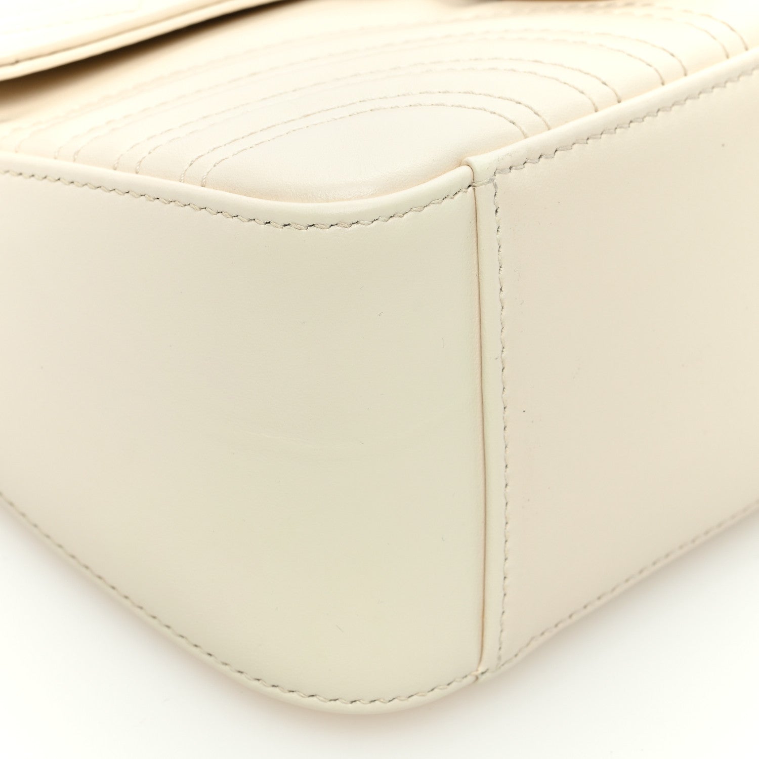 Gucci Calfskin Matelasse Mini GG Marmont Top Handle Shoulder Bag White 9 of 10