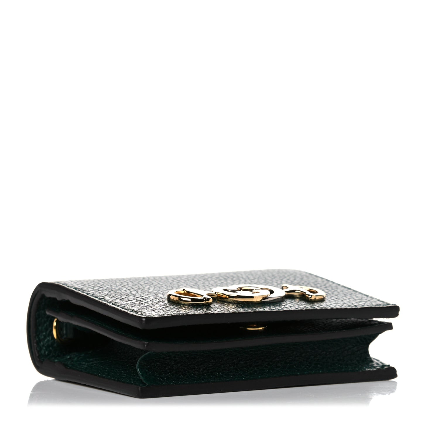 Grainy Calfskin Zumi Chain Card Case Wallet Vintage Green