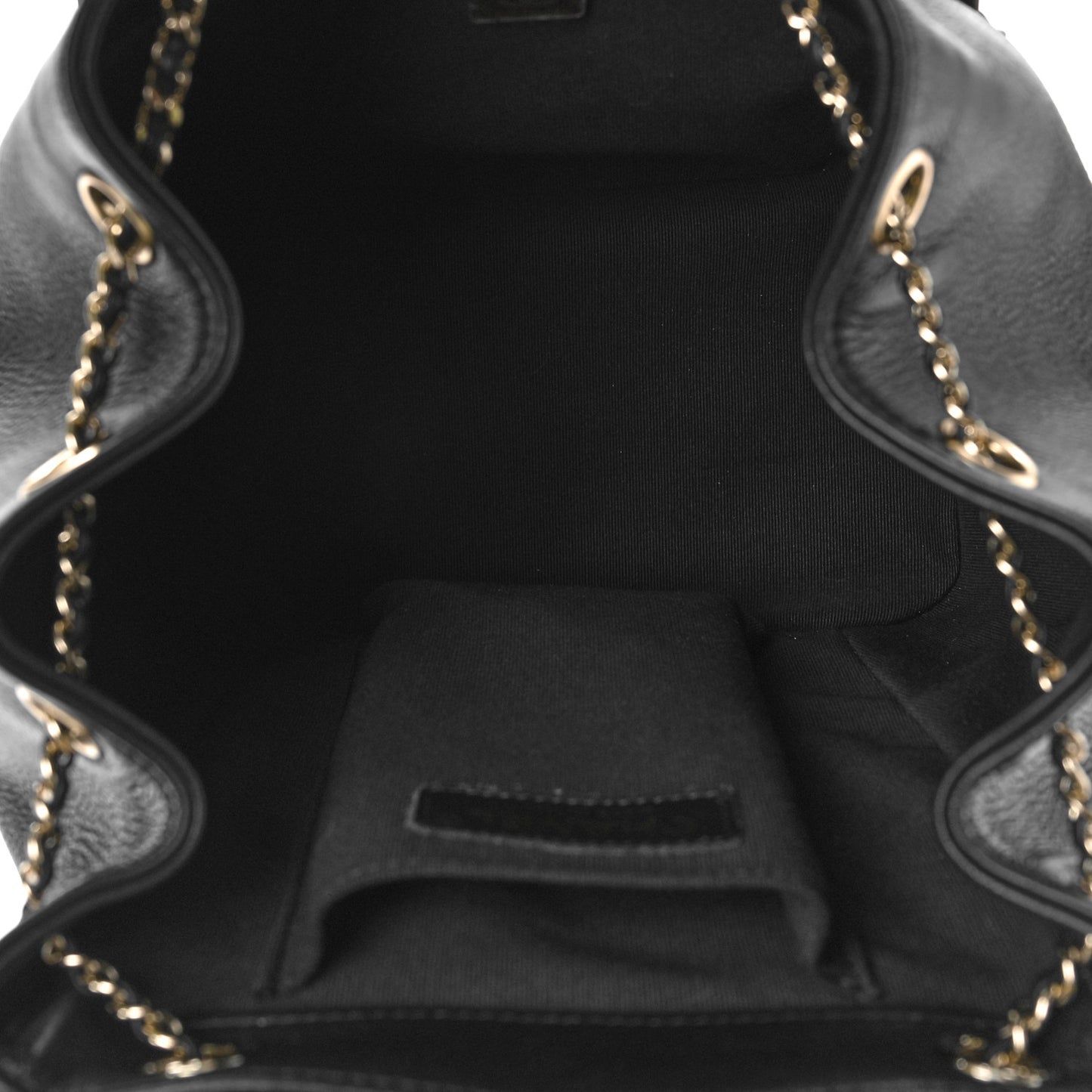 Lambskin Quilted Large Duma Drawstring Backpack Black