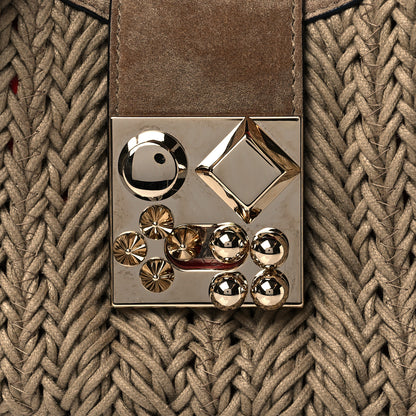 Christian Louboutin Raffia Suede Carasky Mini Shoulder Bag Crumble Gold 7 of 10