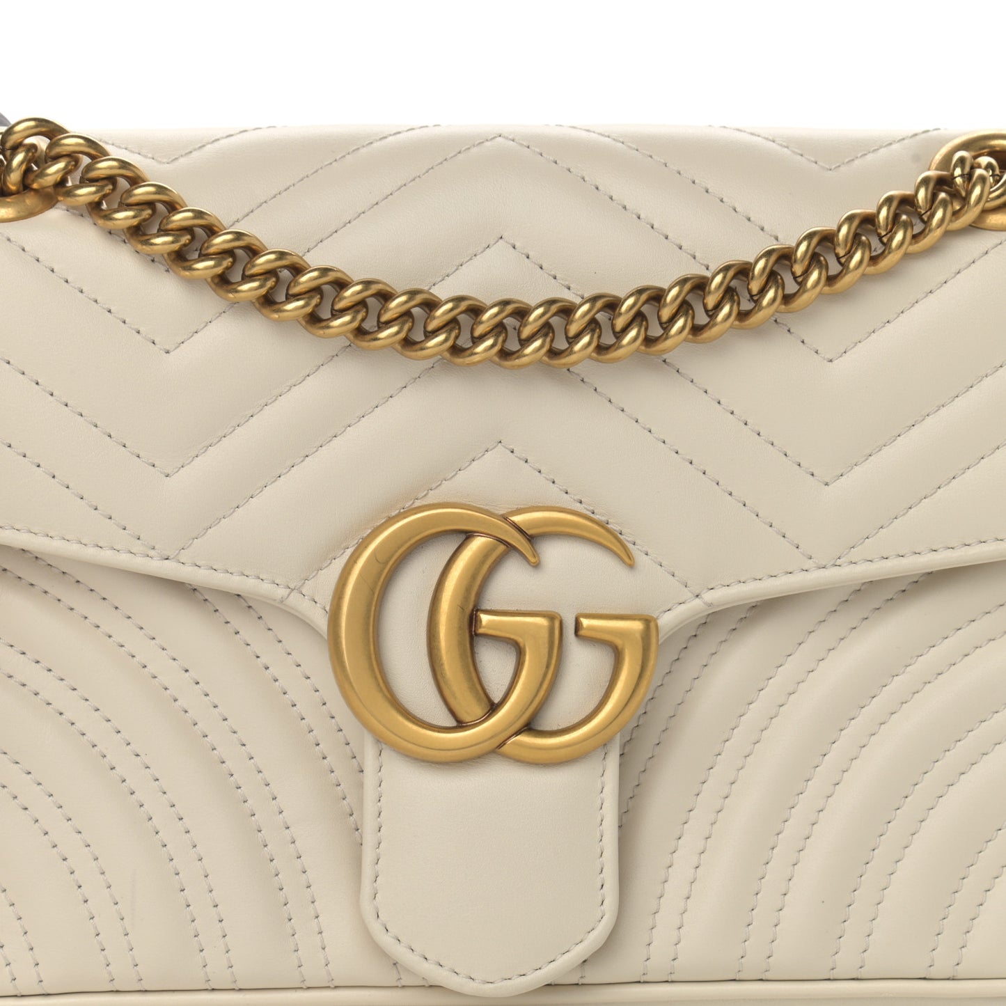 Calfskin Matelasse Small GG Marmont Shoulder Bag White