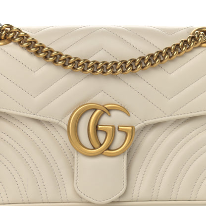 Gucci Calfskin Matelasse Small GG Marmont Shoulder Bag White 8 of 14